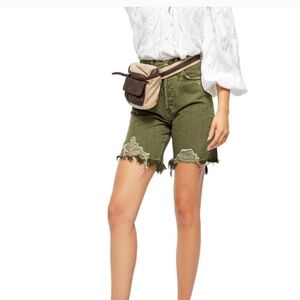 Free People high waisted Forest Green Sequoia Bermuda shorts